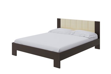 Спальная кровать Soft 140x200, ЛДСП Венге+экокожа (Дуб Венге/Athens Светло-бежевый) в Южно-Сахалинске