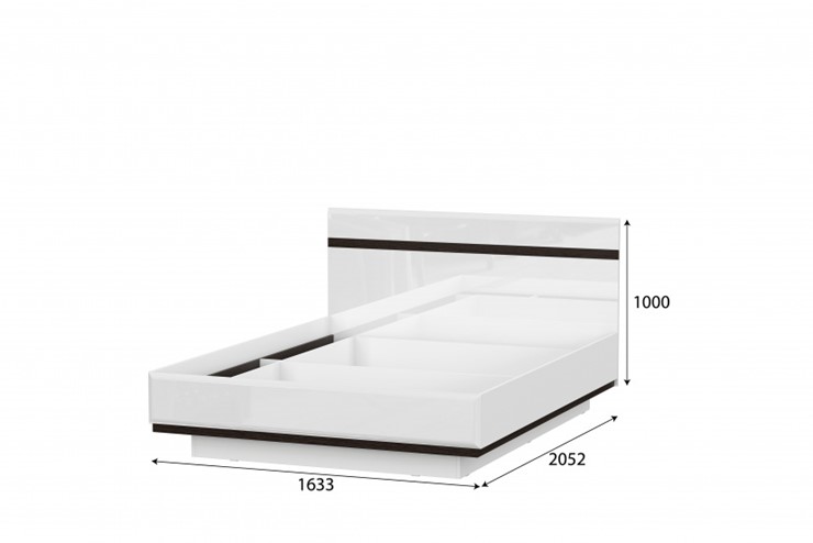 Кровать спальная Соло универсальная 1,6х2,0, белый/белый глянец/венге в Южно-Сахалинске - изображение 1
