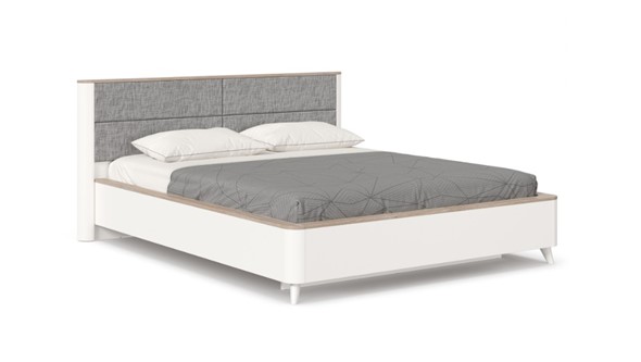 Кровать в спальню Стефания 1600 с кроватным основанием ЛД 413.150, Дуб Маувелла PR/Белый в Южно-Сахалинске - изображение