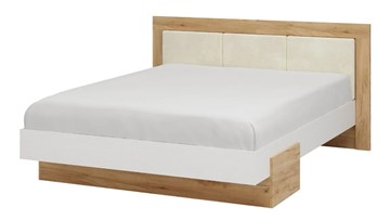 Кровать спальная Тоскана 1600 (Дуб крафт золотой/Белый поры глубокие) с основанием в Южно-Сахалинске - предосмотр
