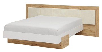Двуспальная кровать Тоскана 1600 с декором (Дуб крафт золотой/Белый поры глубокие) с основанием в Южно-Сахалинске