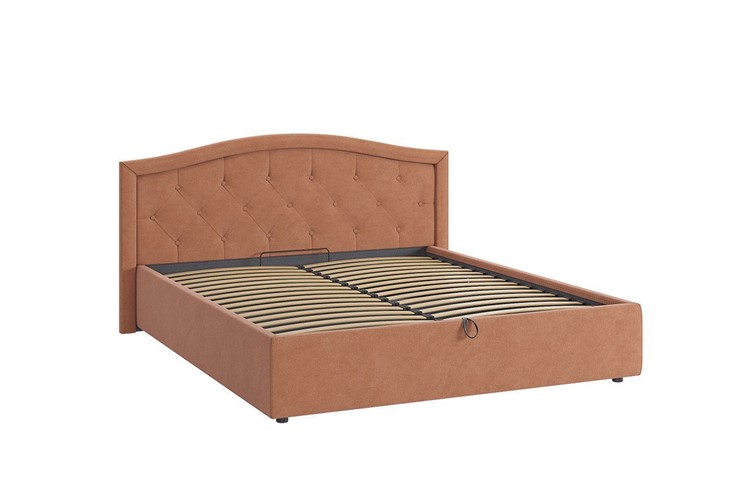 Двуспальная кровать Верона 2 1.6, персик (велюр) в Южно-Сахалинске - изображение 4