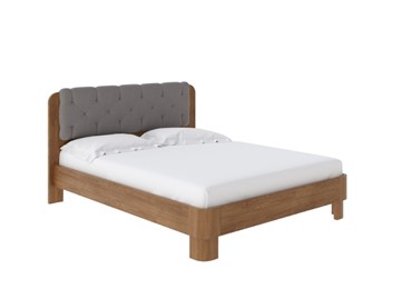 Кровать в спальню Wood Home 1 180х200, Антик сосна/Искусственная шерсть Лама Светло-серый в Южно-Сахалинске