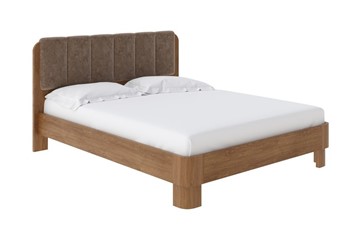 Кровать двуспальная Wood Home 2, 160х200, Флок (Антик (сосна) с брашированием/Бентлей Какао) в Южно-Сахалинске
