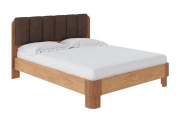 Кровать спальная Wood Home Lite 2 160х200, ЛДСП+ткань (ЛДСП Бунратти/Антик (сосна)/Тетра Брауни) в Южно-Сахалинске