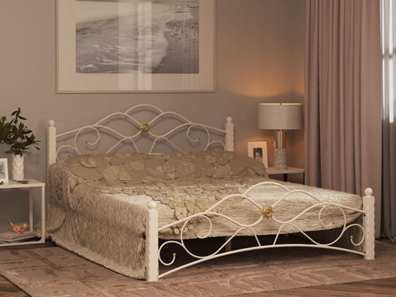 Двуспальная кровать Гарда 3, 160х200, белая в Южно-Сахалинске - изображение
