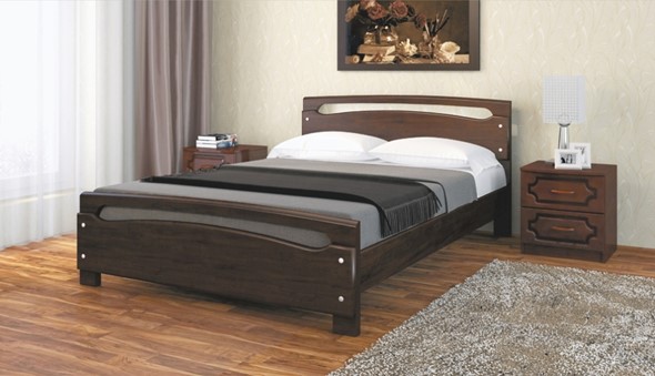 Спальная кровать Камелия-2 (Дуб Коньяк) 140х200 в Южно-Сахалинске - изображение