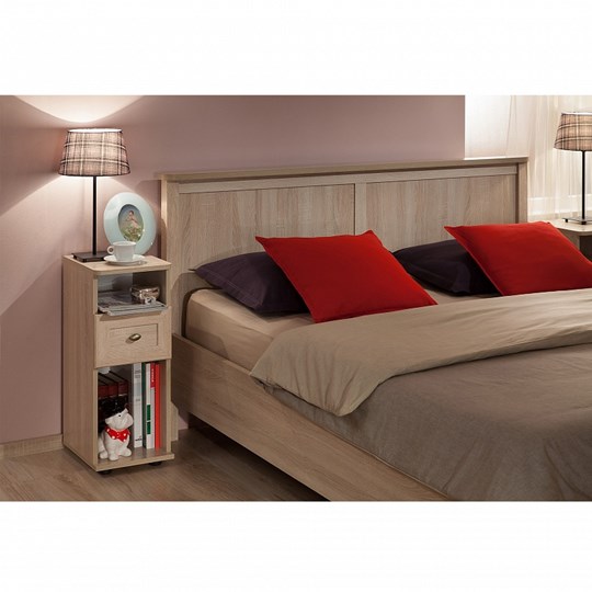 Кровать 1.5-спальная Sherlock 43 + 3.1 Основание с гибкими ламелями металл 1400, Дуб Сонома в Южно-Сахалинске - изображение 1