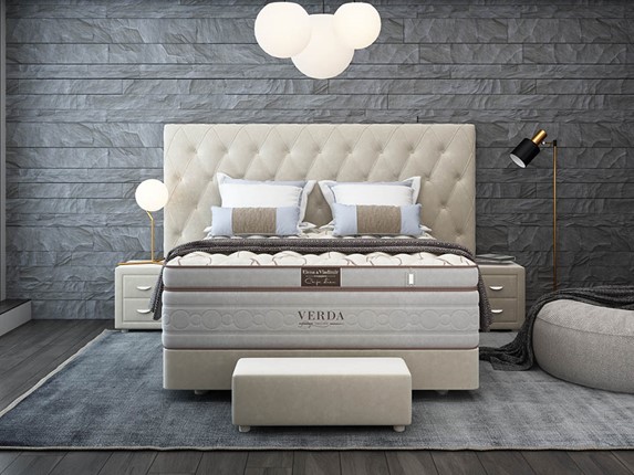 Кровать спальная Luxe/Podium M 160х200, Флок (Велсофт Бежевый) в Южно-Сахалинске - изображение