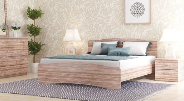 Двуспальная кровать Лира, 160х200 с основанием, сонома в Южно-Сахалинске - изображение