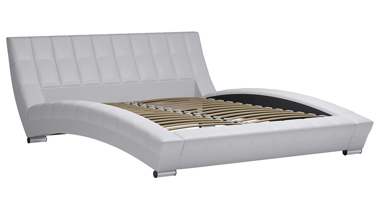 Спальная кровать Оливия 160 арт. Марика 483 к/з (белый) с основанием в Южно-Сахалинске - изображение 1