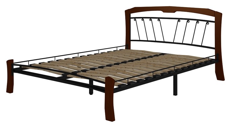 Кровать Муза 4 Лайт, 1400, черный/махагон в Южно-Сахалинске - изображение 1