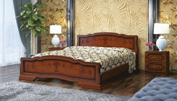 Кровать 1.5-спальная Карина-6 (Орех) 140х200 в Южно-Сахалинске - изображение