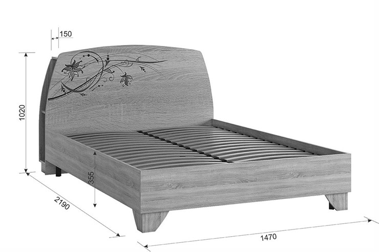 Полуторная кровать Виктория-1 1.4, Дуб сонома в Южно-Сахалинске - изображение 4