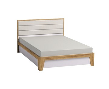 Кровать Айрис 307 1600 с гибкими ламелями металл, Белый-Дуб золотистый в Южно-Сахалинске