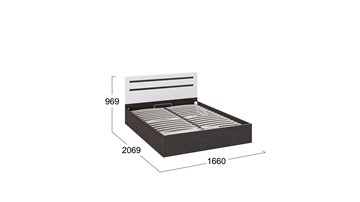 2-спальная кровать с подъемным механизмом Фьюжн ТД-260.01.04 (Белый глянец, Венге Линум) в Южно-Сахалинске - предосмотр 2