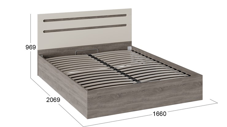 Двуспальная кровать с подъемным механизмом Фьюжн ТД-260.01.04 (Бежевый, Дуб Сонома трюфель) в Южно-Сахалинске - изображение 2