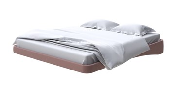Кровать двуспальная парящая 160х200, Экокожа (Молочный шоколад) в Южно-Сахалинске