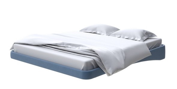Кровать двуспальная парящая 160х200, Микрофибра (Diva Синий) в Южно-Сахалинске - изображение