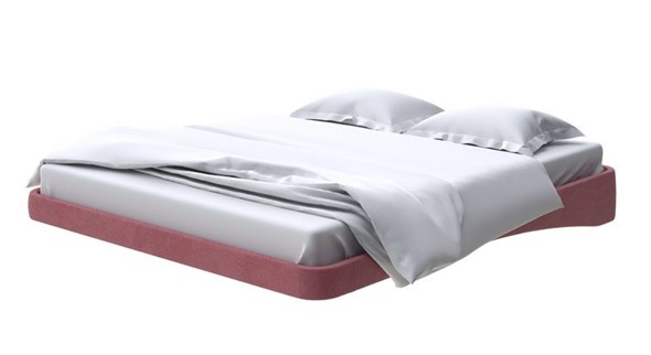 Кровать парящая 160х200, Велюр (Ultra Багряный) в Южно-Сахалинске - изображение