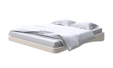 Кровать двуспальная парящая 180х200, Искусственная шерсть (Лама Бежевый) в Южно-Сахалинске