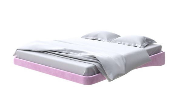 Кровать двуспальная парящая 200х200, Велюр (Лофти Сиреневый) в Южно-Сахалинске - изображение