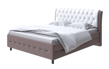 Кровать полутороспальная Como (Veda) 4 140х200, Экокожа (Коричневый с белым) в Южно-Сахалинске