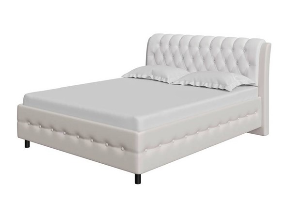 Полутороспальная кровать Como (Veda) 4 140х200, Экокожа (Кремовый с белым) в Южно-Сахалинске - изображение