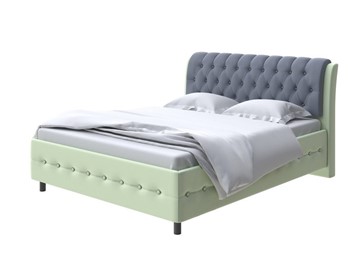 Полутороспальная кровать Como (Veda) 4 160х200, Экокожа (Зеленое яблоко/Темно-синий) в Южно-Сахалинске