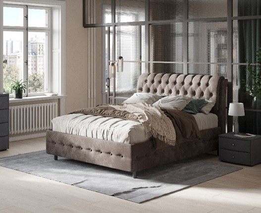 1,5-спальная кровать Como (Veda) 4 Grand 160х200, Велюр (Casa Кофейный) в Южно-Сахалинске - изображение