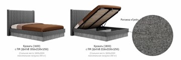 Кровать с подъемным механизмом Бержер, 1600, Б 2.0.5 в Южно-Сахалинске - предосмотр 2