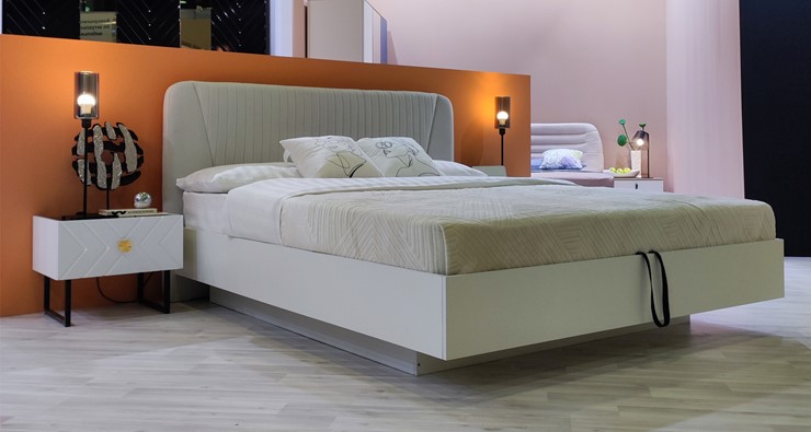 Кровать с механизмом 1.5-спальная Марсель-11 (Белый, ткань Catania white) 1400 в Южно-Сахалинске - изображение 4