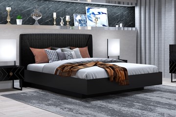 Кровать с механизмом 2х-спальная Марсель-11 (Черный, ткань Fenix black) 1600 в Южно-Сахалинске - предосмотр 2
