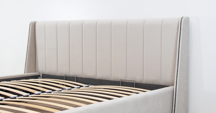 Кровать с механизмом 2-спальная Мелисса 160,арт. Тори 56 велюр (светло-бежевый) + кроватное дно в Южно-Сахалинске - изображение 9