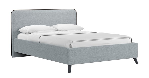 Кровать с механизмом Миа, 140 Bravo grey (серый) / кант Лайт 10 Велюр (коричневый) + кроватное дно в Южно-Сахалинске - изображение