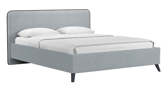 Кровать с механизмом Миа, 160 Bravo grey (серый) / кант Лайт 10 Велюр (коричневый) + кроватное дно в Южно-Сахалинске - изображение