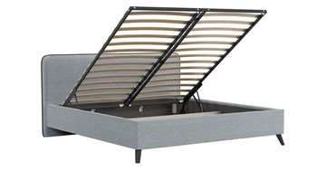 Двуспальная кровать с механизмом Миа, 180 Bravo grey (серый) / кант Лайт 10 Велюр (коричневый) + кроватное дно в Южно-Сахалинске - предосмотр 2