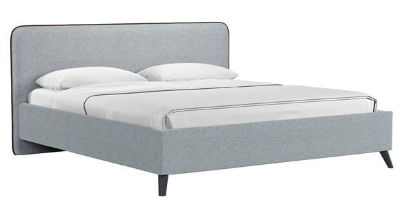 Двуспальная кровать с механизмом Миа, 180 Bravo grey (серый) / кант Лайт 10 Велюр (коричневый) + кроватное дно в Южно-Сахалинске - изображение