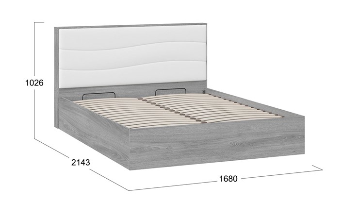 Кровать с механизмом Миранда тип 1 (Дуб Гамильтон/Белый глянец) в Южно-Сахалинске - изображение 1