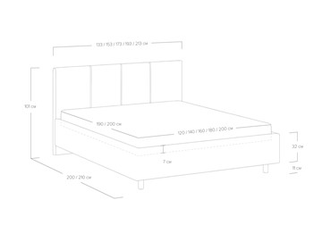 Двуспальная кровать с механизмом Prato 200х200 в Южно-Сахалинске - предосмотр 7