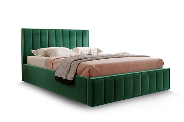 Кровать с механизмом 2-спальная Вена 1600 с ящиком, Велюр Мора зеленый в Южно-Сахалинске - изображение