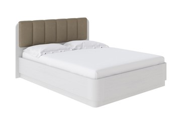 Двуспальная кровать с механизмом Wood Home 2 160х200, Микрофибра (Белая эмаль (сосна) с брашированием/Diva Тауп) в Южно-Сахалинске