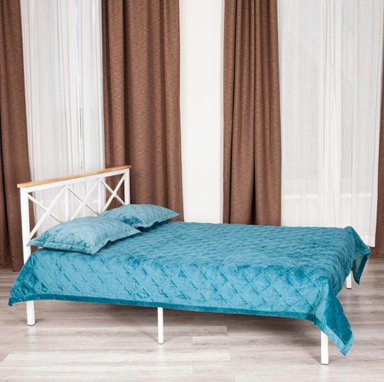 Кровать с основанием Iris (mod.9311) дерево гевея/металл, 160*200 см (Queen bed), Белый (White) в Южно-Сахалинске - изображение 9