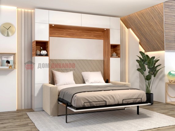 Кровать-шкаф с диваном Аделина 1600х2000 в Южно-Сахалинске - изображение