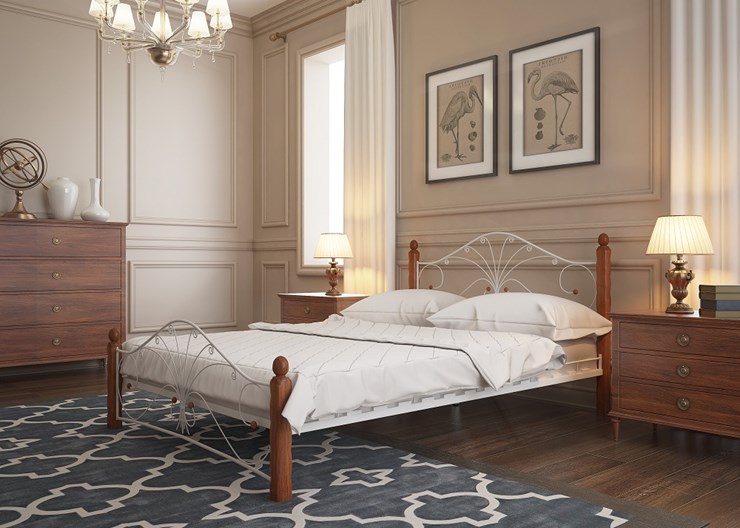 Кровать спальная Фортуна 1, 1600, белый/махагон в Южно-Сахалинске - изображение 2