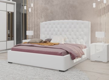 Двуспальная кровать Dario Slim 200x200, Экокожа (Белый) в Южно-Сахалинске