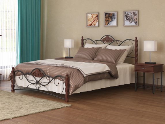 Кровать в спальню Garda 2R 180х200, орех/металл в Южно-Сахалинске - изображение