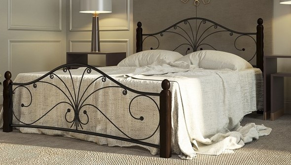 Спальная кровать Фортуна 1, 1600, черный/шоколад в Южно-Сахалинске - изображение