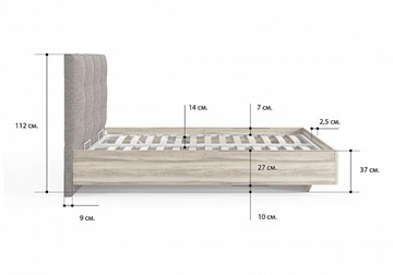 Кровать с подъемным механизмом Victoria (ясень анкор) 140х200 в Южно-Сахалинске - предосмотр 1