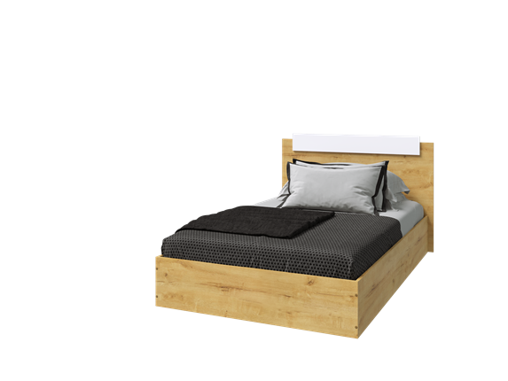 Кровать 1-спальная Эко 120 ЛДСП, Дуб вотан/Белый в Южно-Сахалинске - изображение